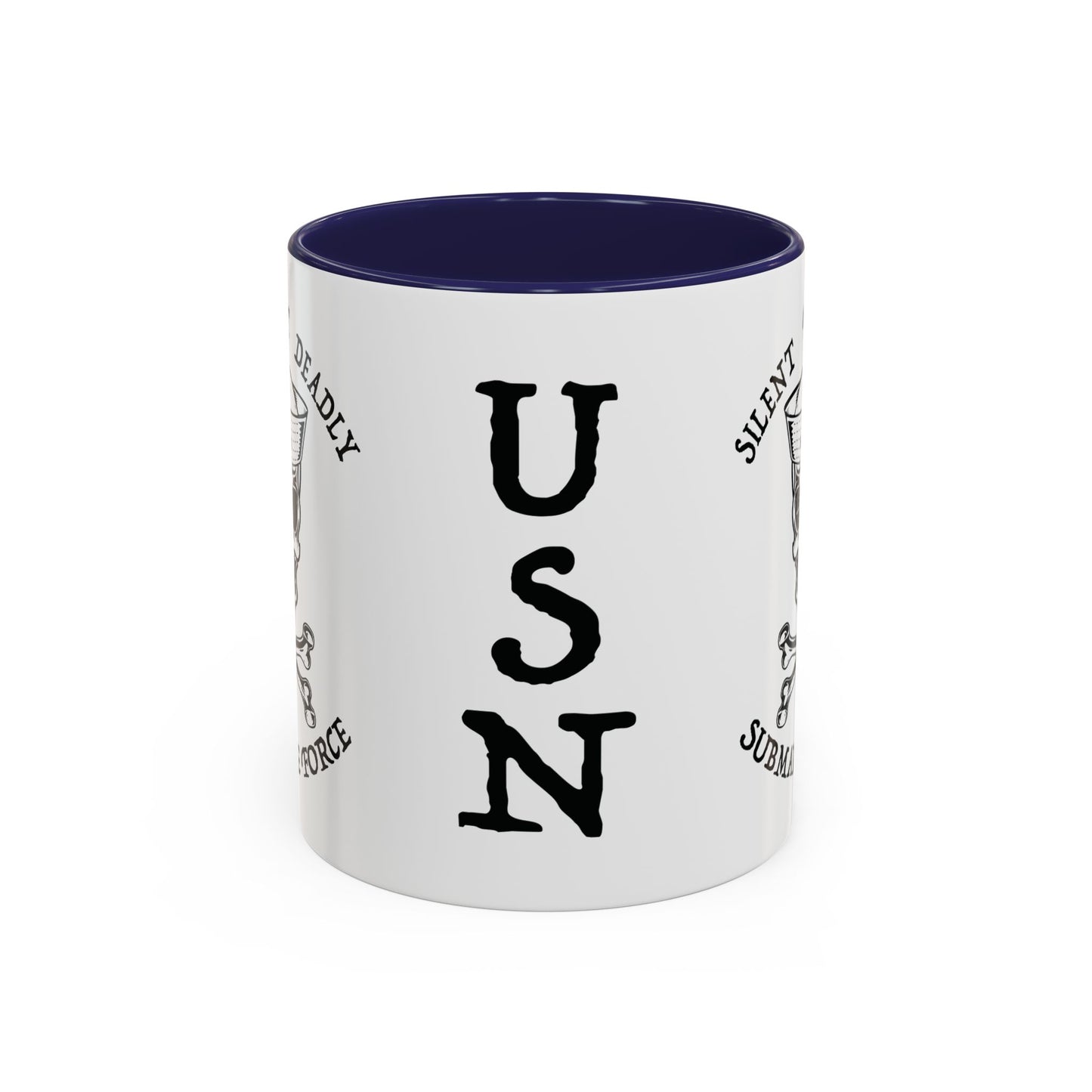 USN Submarine Force Silent Fast Deadly Skull & Crossbones Sailor Accent Coffee Mugs