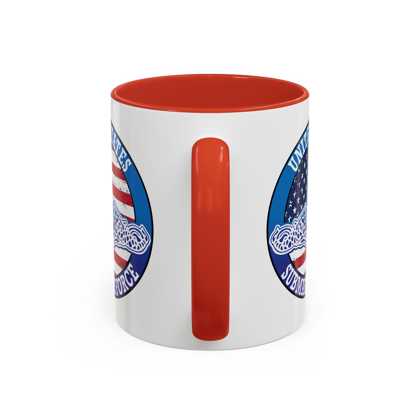 United States Navy Submarine Force Silent Service White Dolphins on American Flag Accent Coffee Mugs