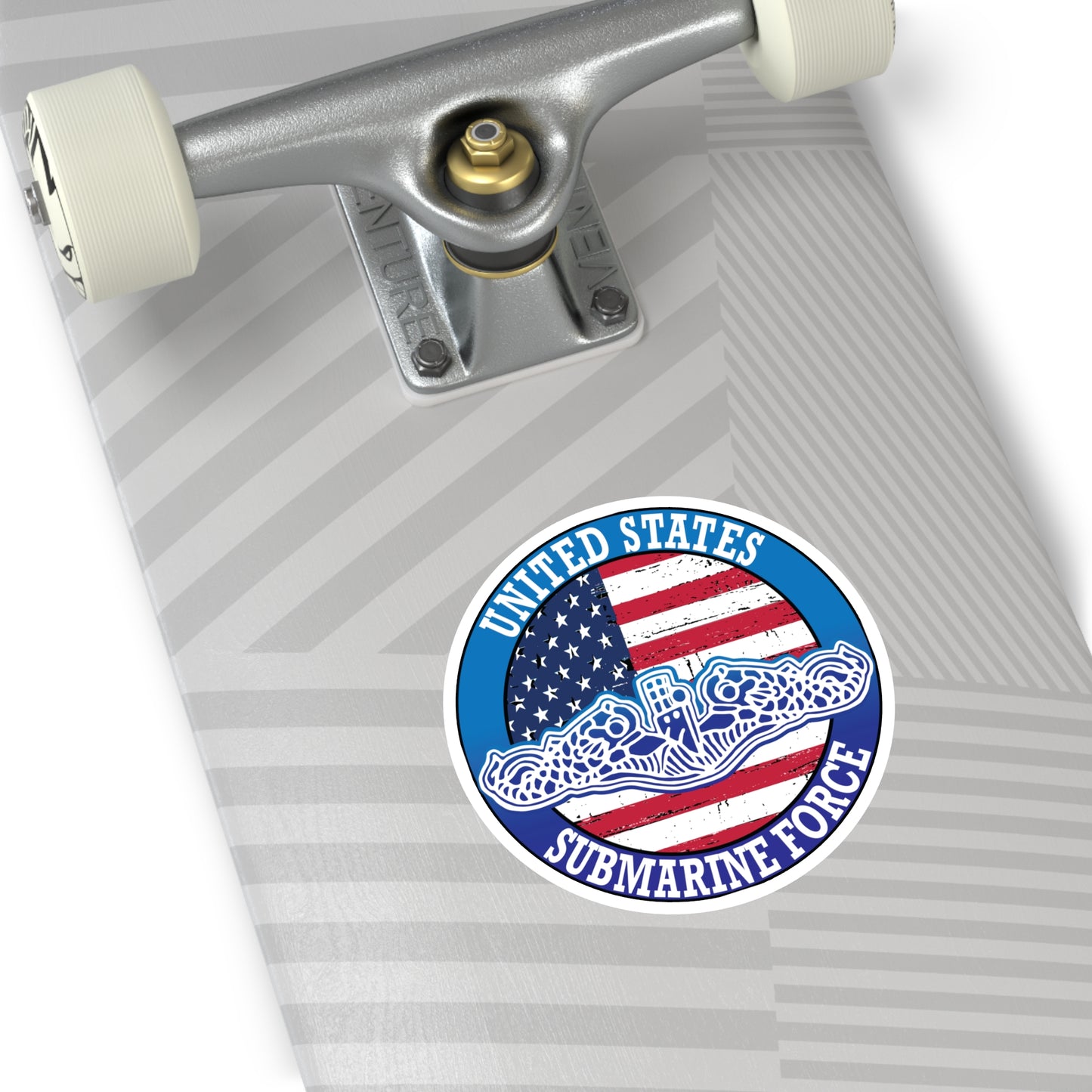 United States Submarine Force Silent Service White Dolphins with American Flag Round Sticker