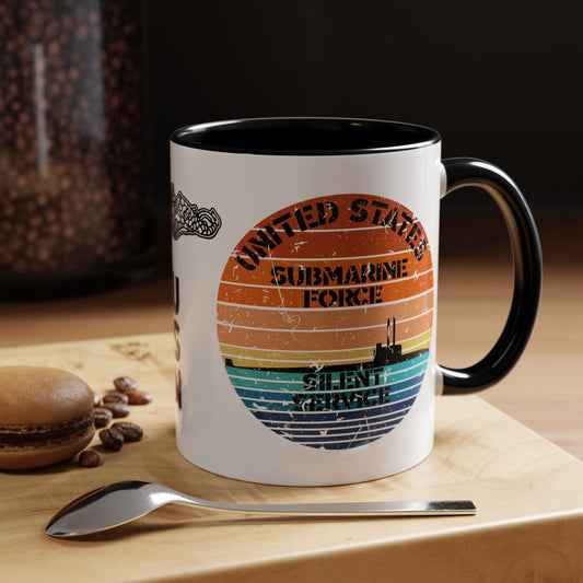 Sunset United States Navy Submarine Force Silent Service Distressed Accent Coffee Mugs