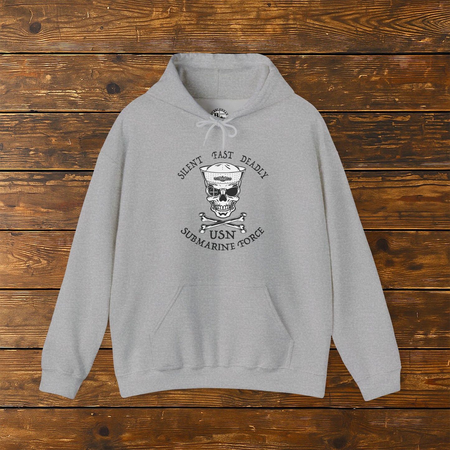 U.S. Submarine Force Silent Fast Skull Crossbones Sailor with Dolphins Unisex Heavy Blend™ Hooded Sweatshirt