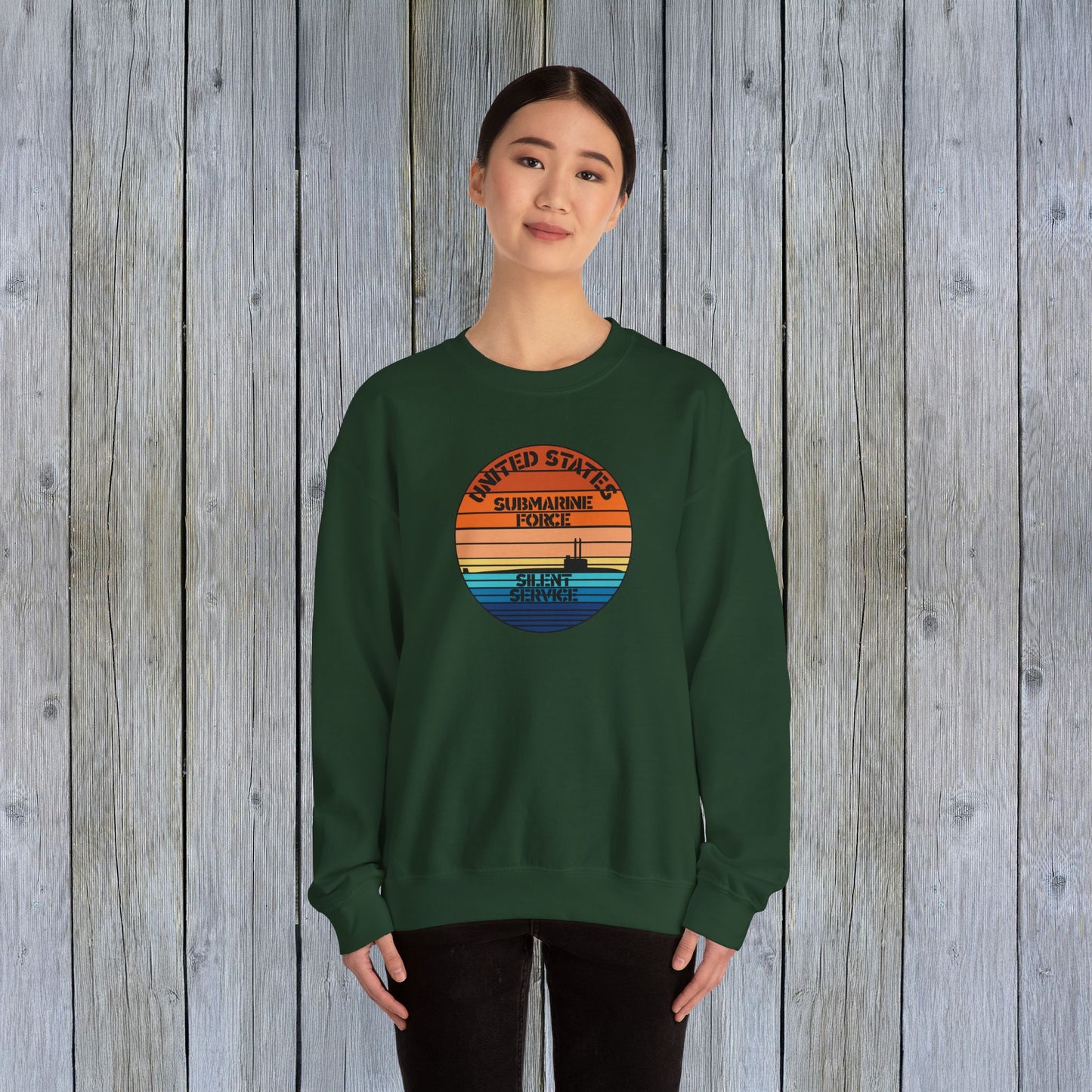 Sunset United States Navy Submarine Force Silent Service Vintage Unisex Heavy Blend™ Crewneck Sweatshirt