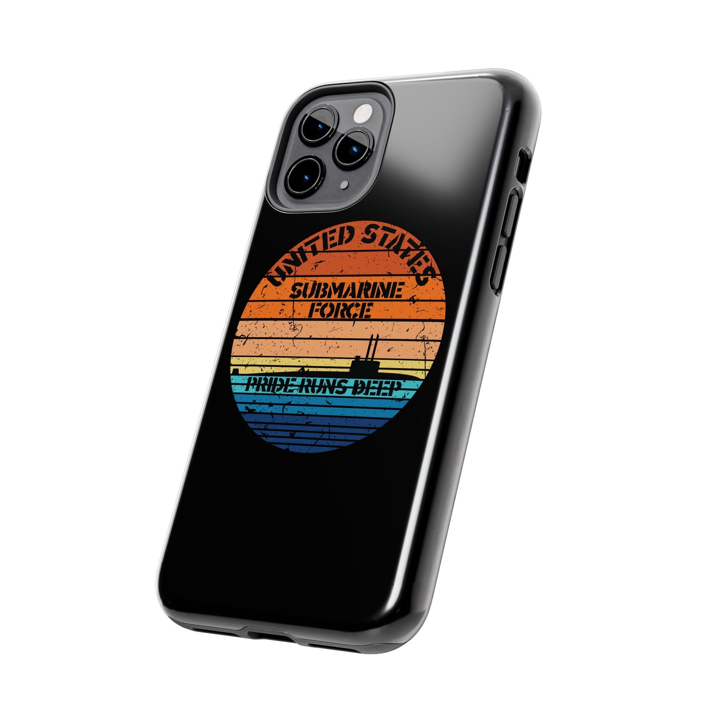 Sunset United States Submarine Force Pride Runs Deep Distressed Tough iPhone Case