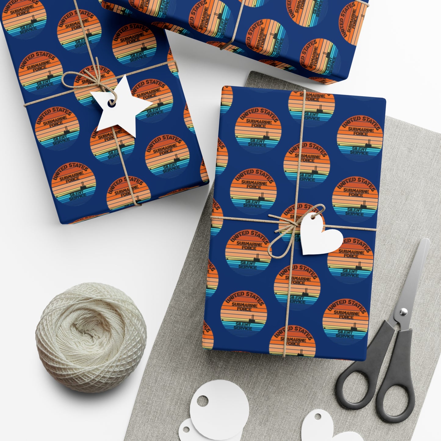 US Navy Submarine Force Silent Service Veteran Sailor Retro Design Blue Gift Wrap Papers