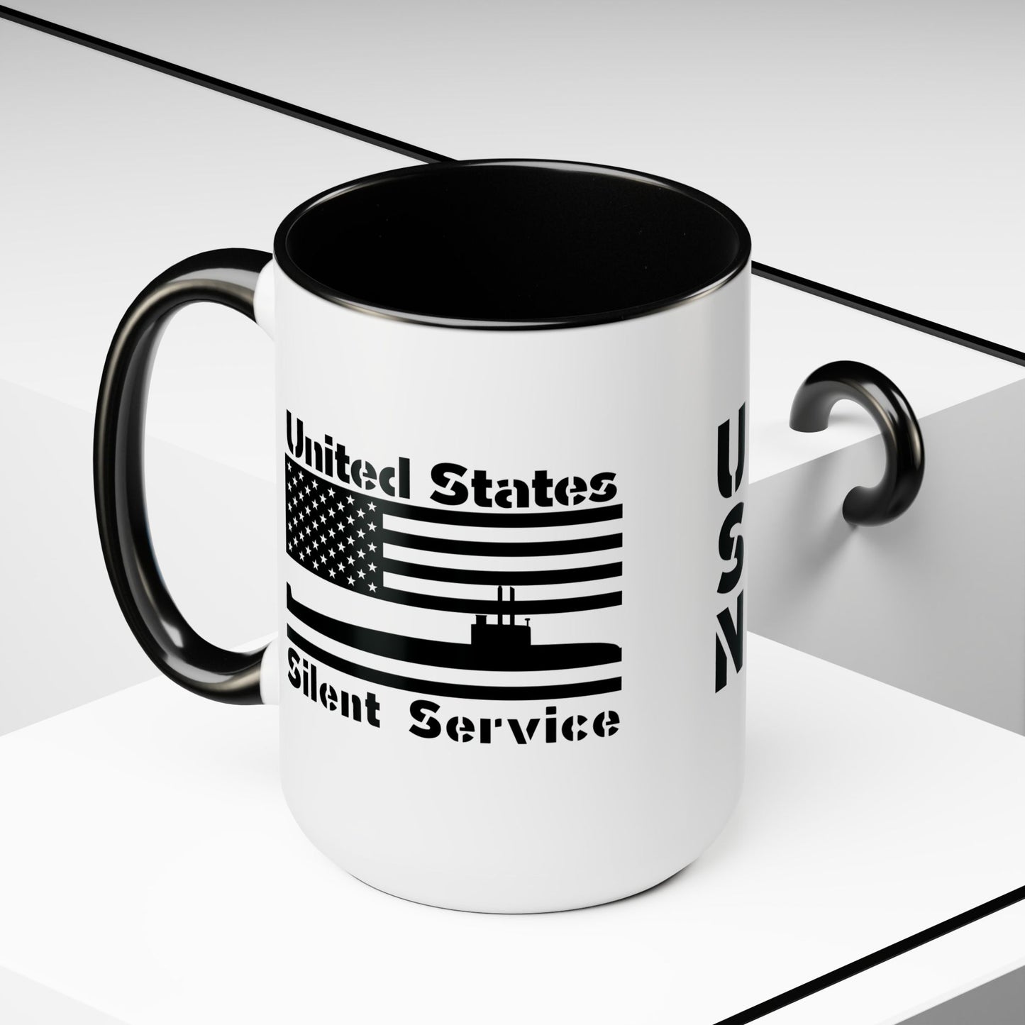 United States Navy Submarine Force Silent Service USA Flag Blackout Accent Coffee Mugs