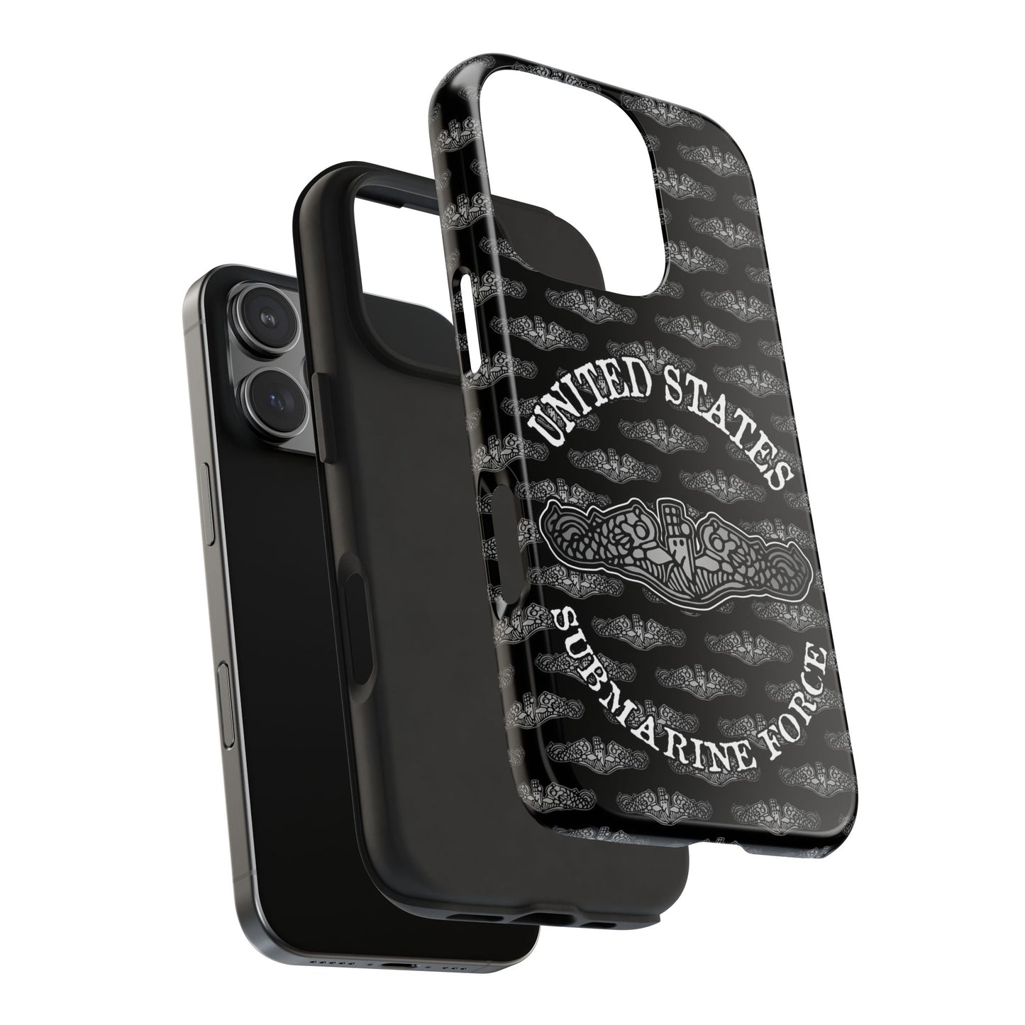 United States Submarine Force Silver Dolphins and Mini's on Black Tough iPhone Case