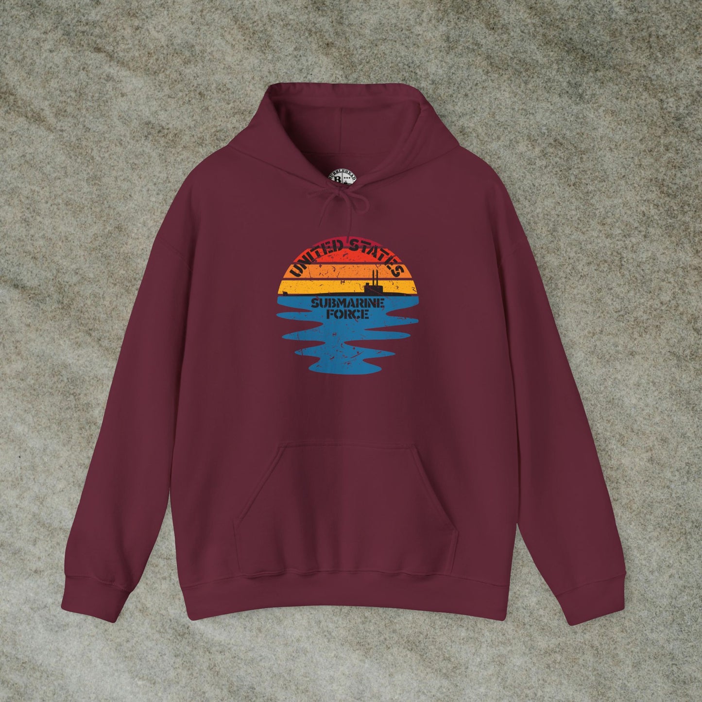 Sunset United States Submarine Force Distressed Half Vintage Unisex Heavy Blend™ Hooded Sweatshirt