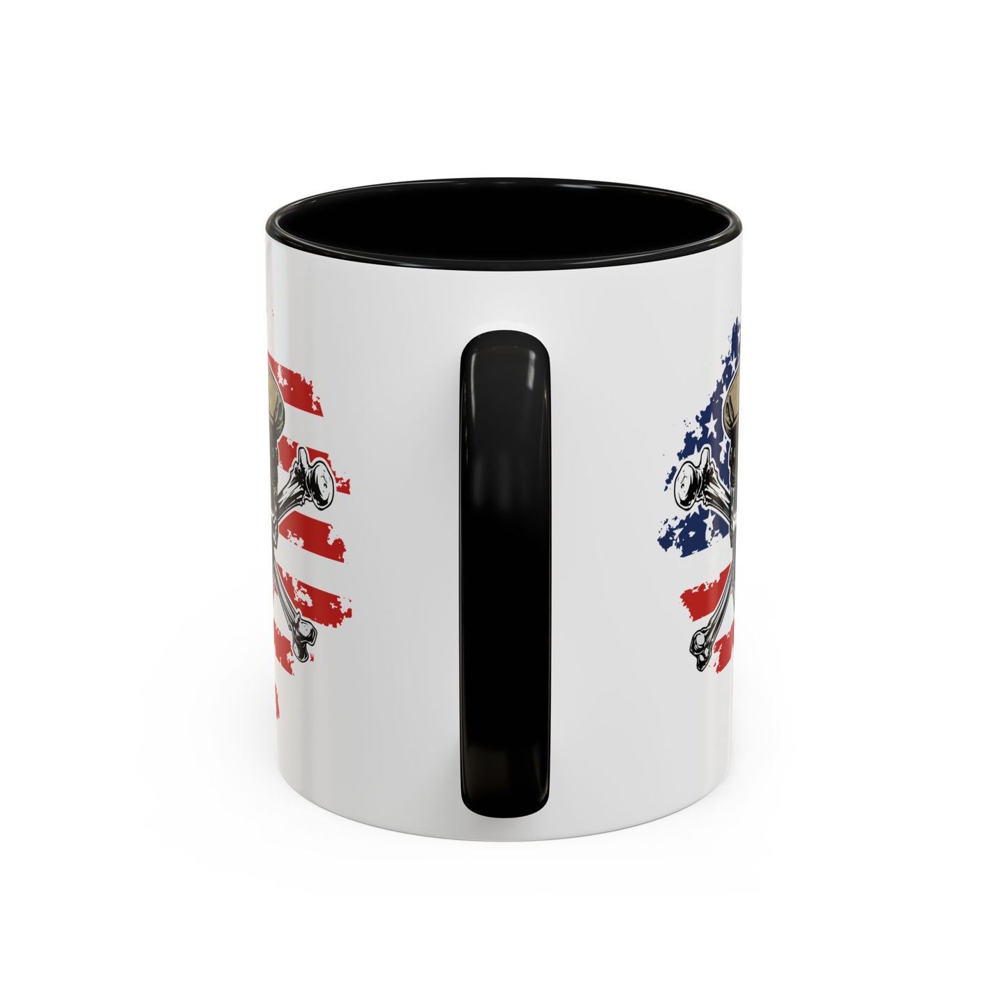 US Navy Chief Skull & Crossbones on American Flag CPO Anchor Accent Coffee Mugs