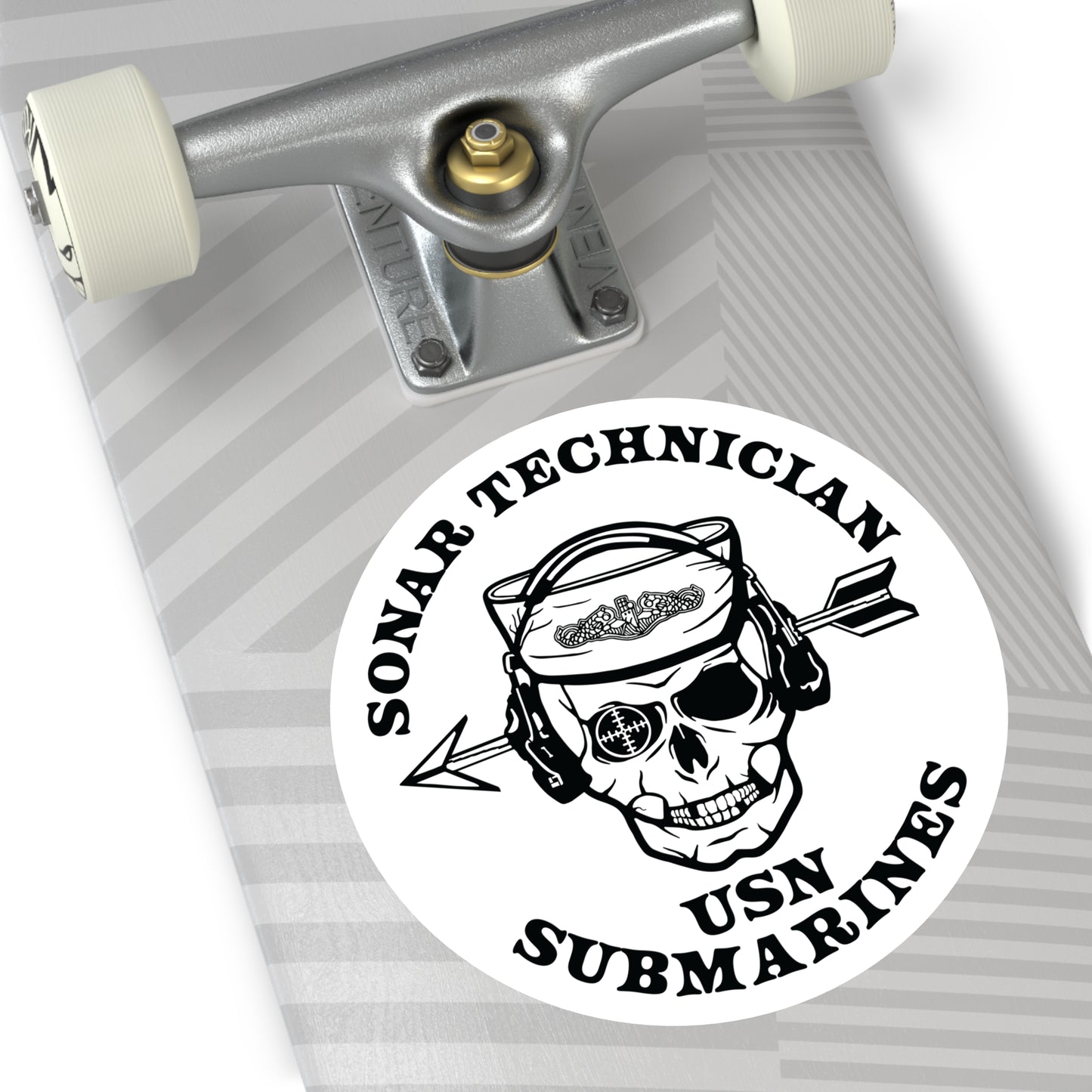 United States Submarine Force Silent Service Sonar Technician Submarines Sailor Skull Round Stickers, Indoor\Outdoor