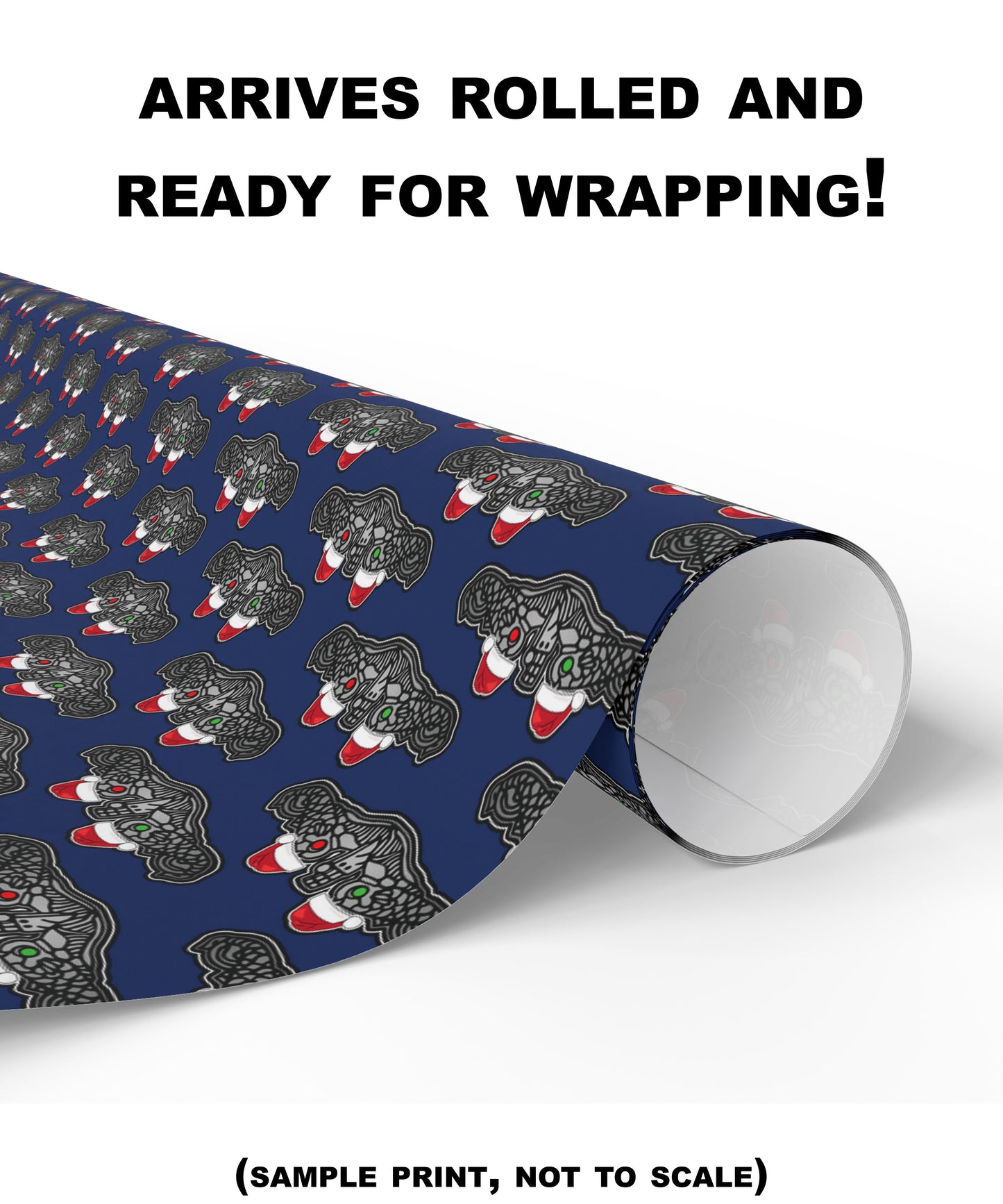United States Navy Submarine Force Silver Enlisted Dolphins Christmas Hats with Red and Green Eyes Blue Gift Wrap Papers