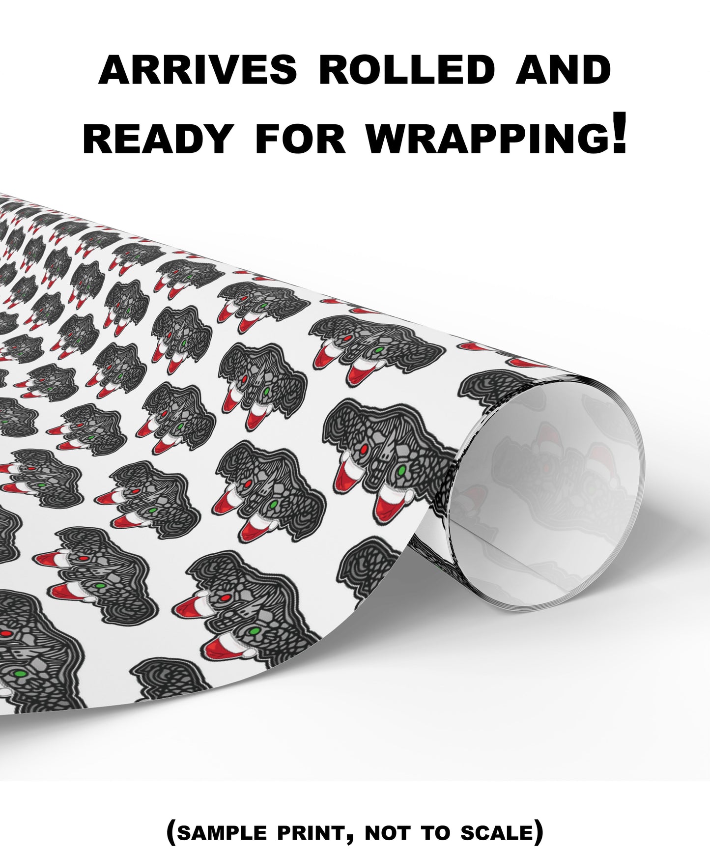 United States Navy Submarine Force Silver Enlisted Dolphins Christmas Hats with Red and Green Eyes White Gift Wrap Papers