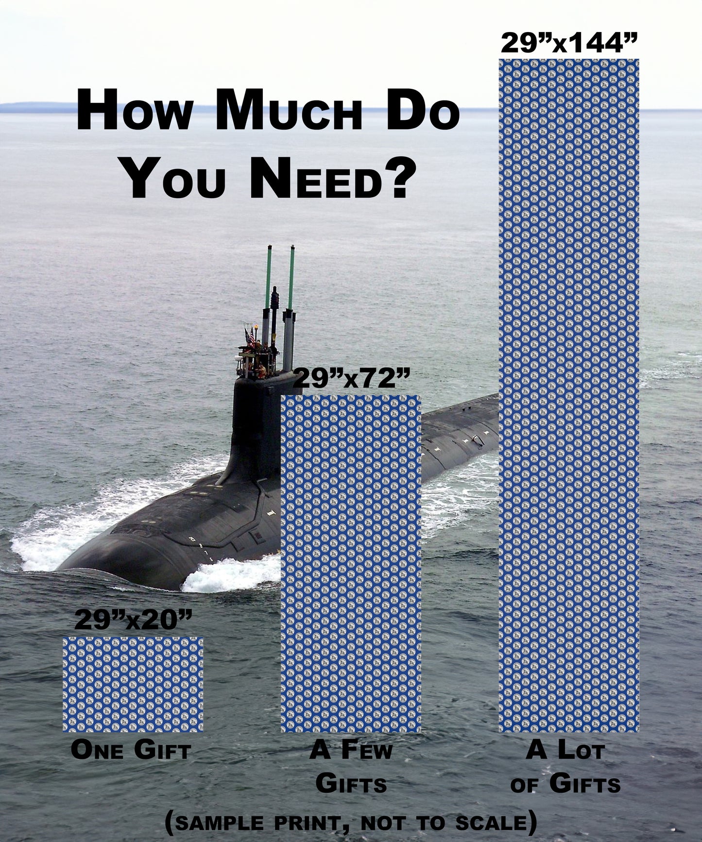 United States Navy Submarine Force Silent Service Gray Mini Submarines Blue Gift Wrap Papers