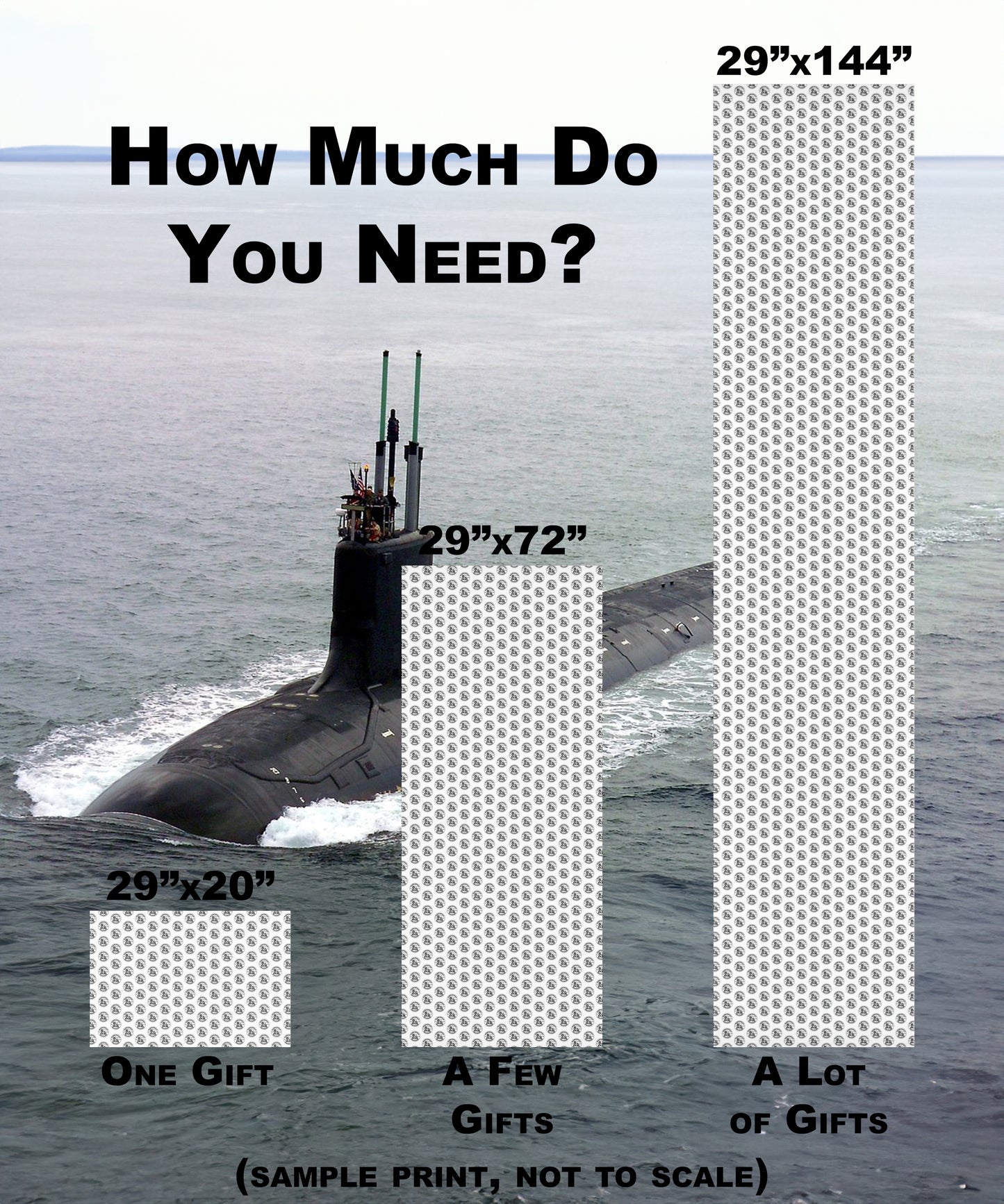 United States Navy Submarine Force Silent Service Black Mini Submarines Gray Gift Wrap Papers