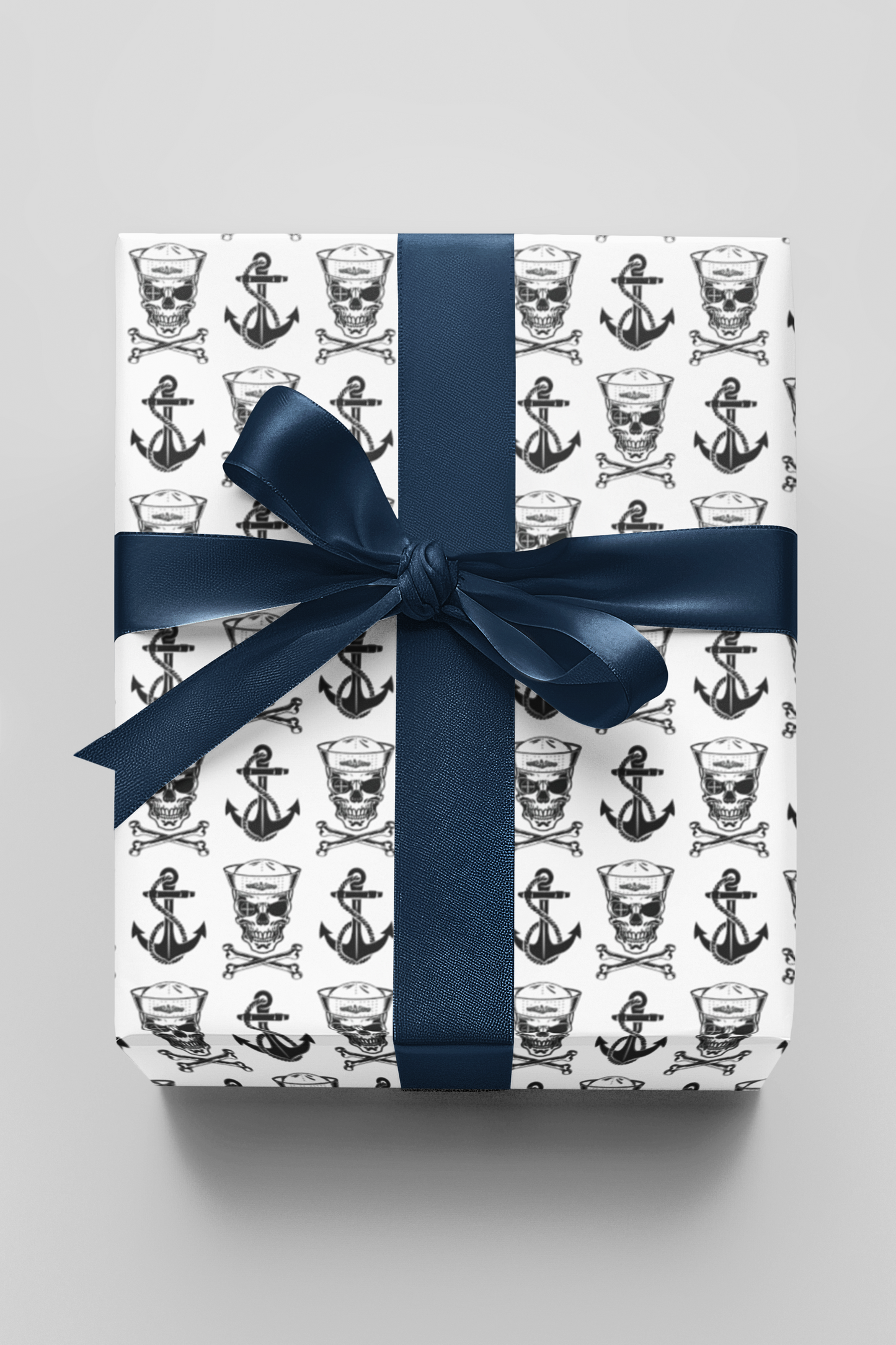 US Navy Submarine Sailor Skull Crossbones and Anchors White Gift Wrap Papers