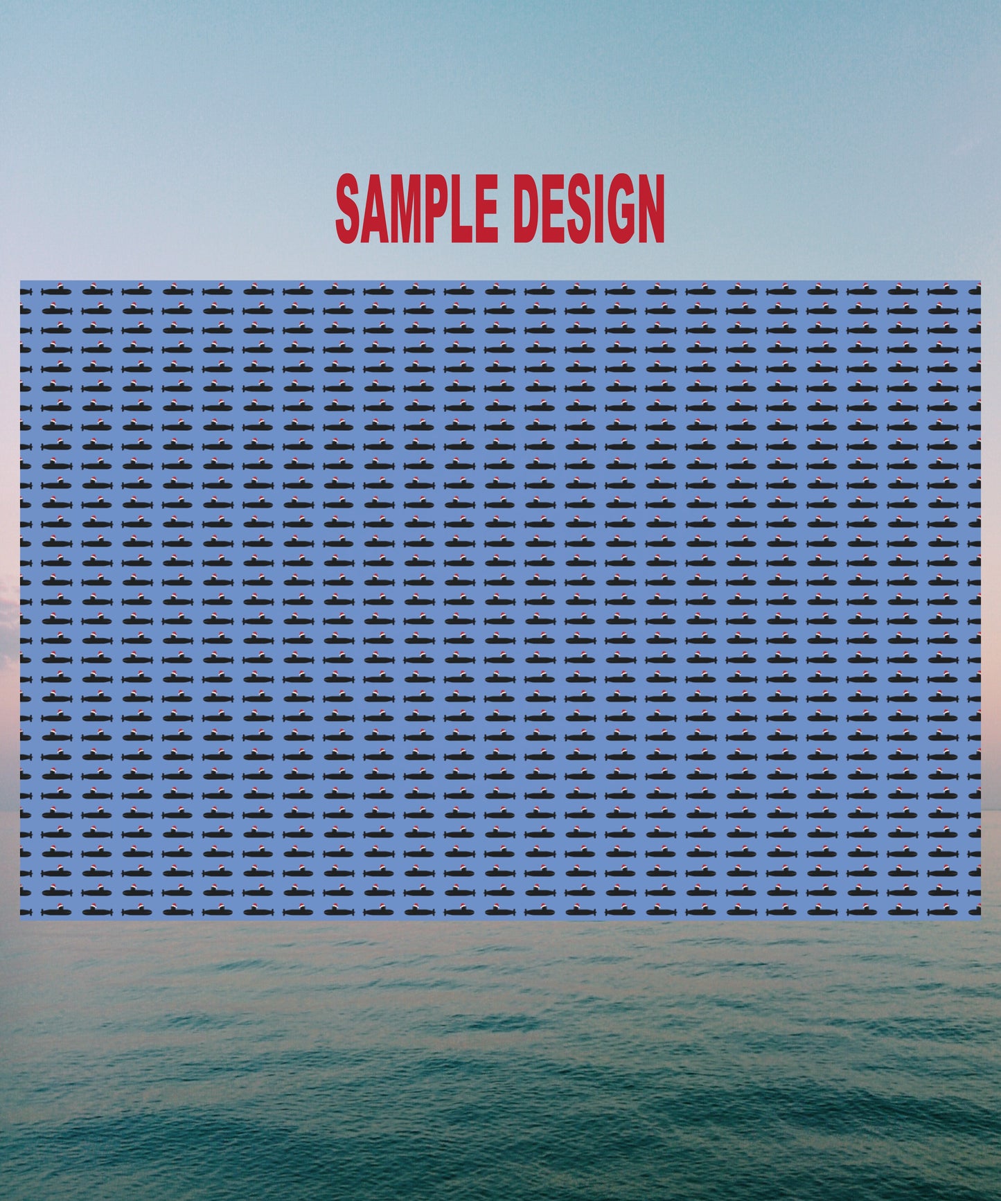 United States Navy Submarine Force Santa Hat on Black Mini Submarines Light Blue Gift Wrap Papers