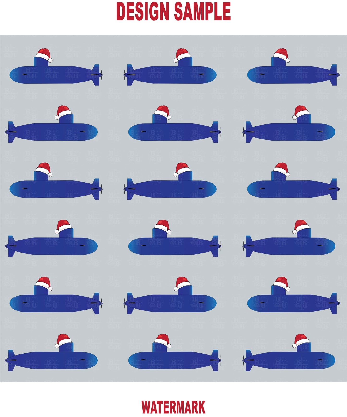 United States Navy Submarine Force Santa Hat on Blue Mini Submarines Silver Gift Wrap Papers