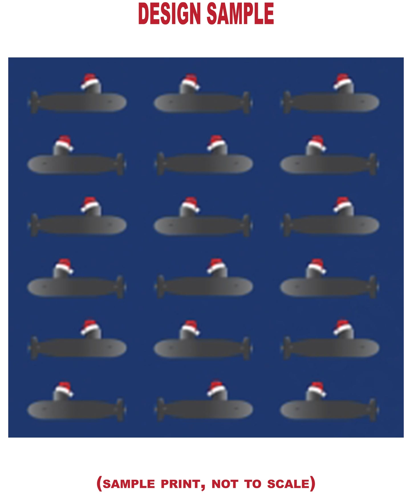 United States Navy Submarine Force Santa Hat on Gray Mini Submarines Blue Gift Wrap Papers