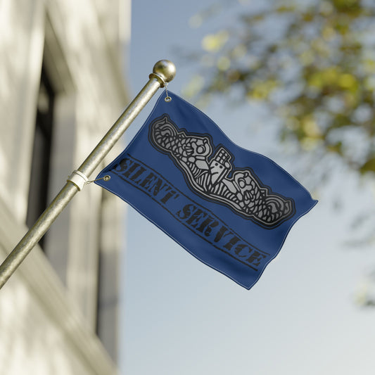 Naval Submarine Force Silver Dolphins Silent Service Double Sided Blue Flag