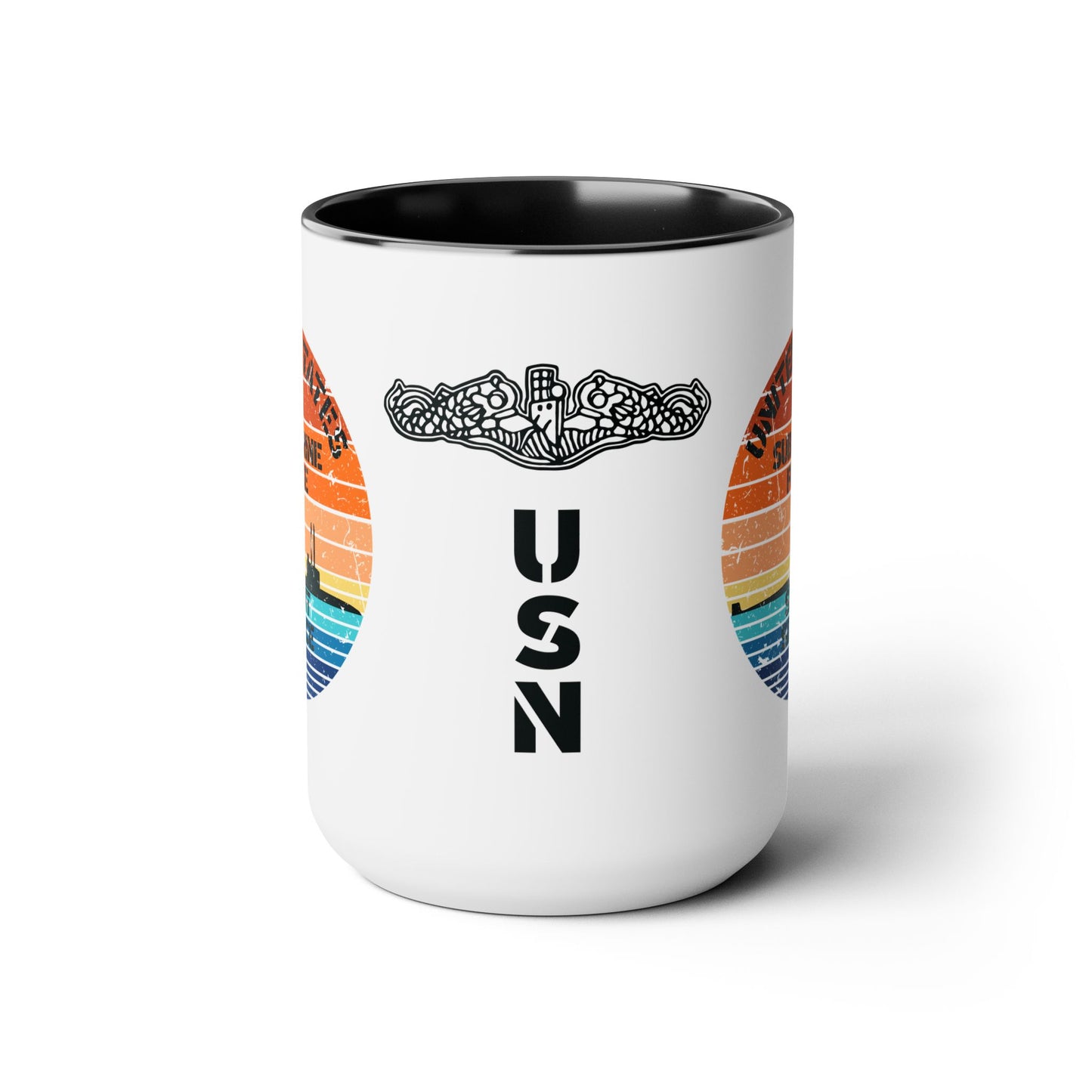 Sunset United States Navy Submarine Force Silent Service Distressed Accent Coffee Mugs