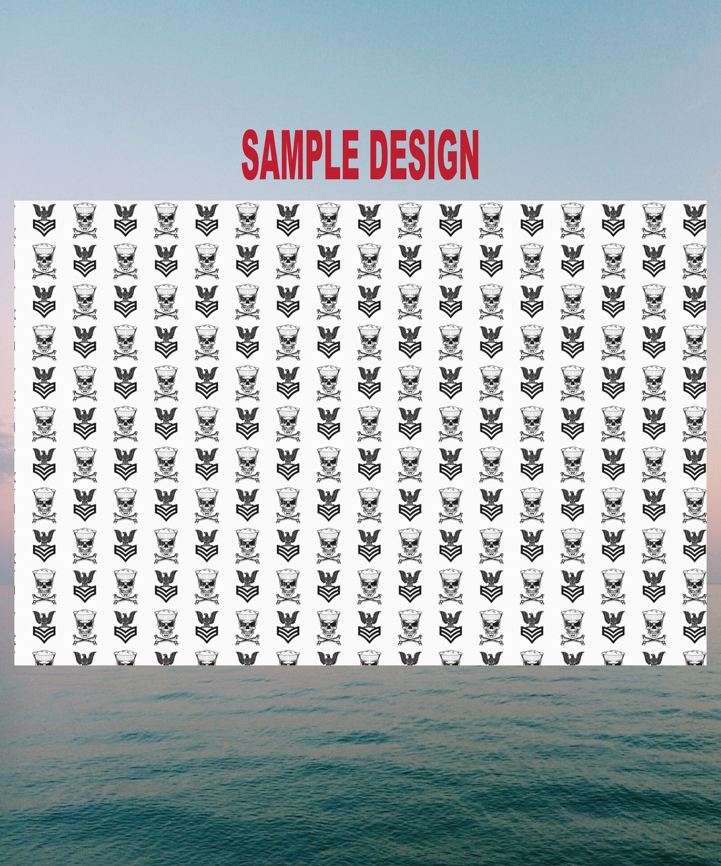 United States Navy FCPO Skull Crossbones First Class Sailor with Dixie Cup Blue Gift Wrap Papers