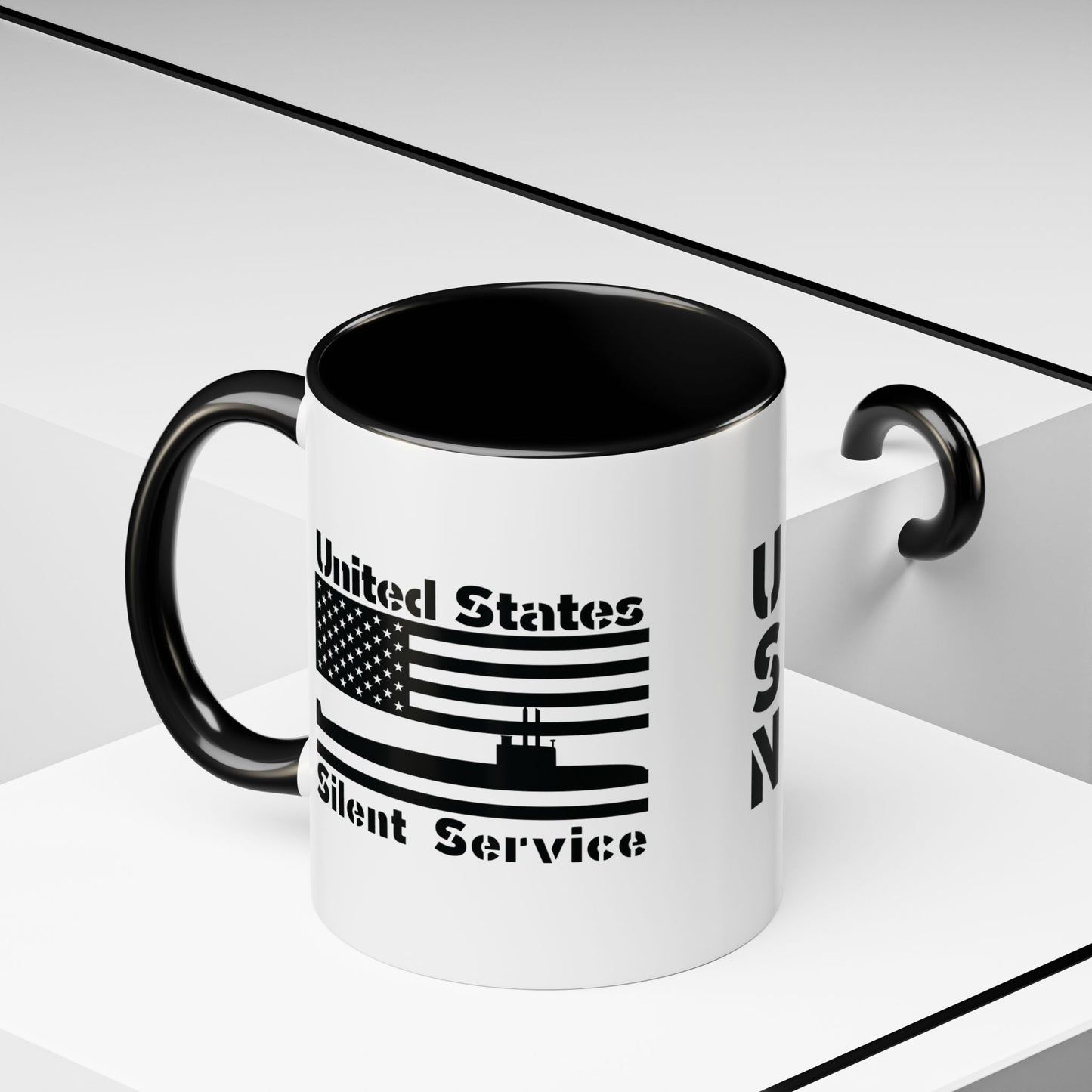United States Navy Submarine Force Silent Service USA Flag Blackout Accent Coffee Mugs