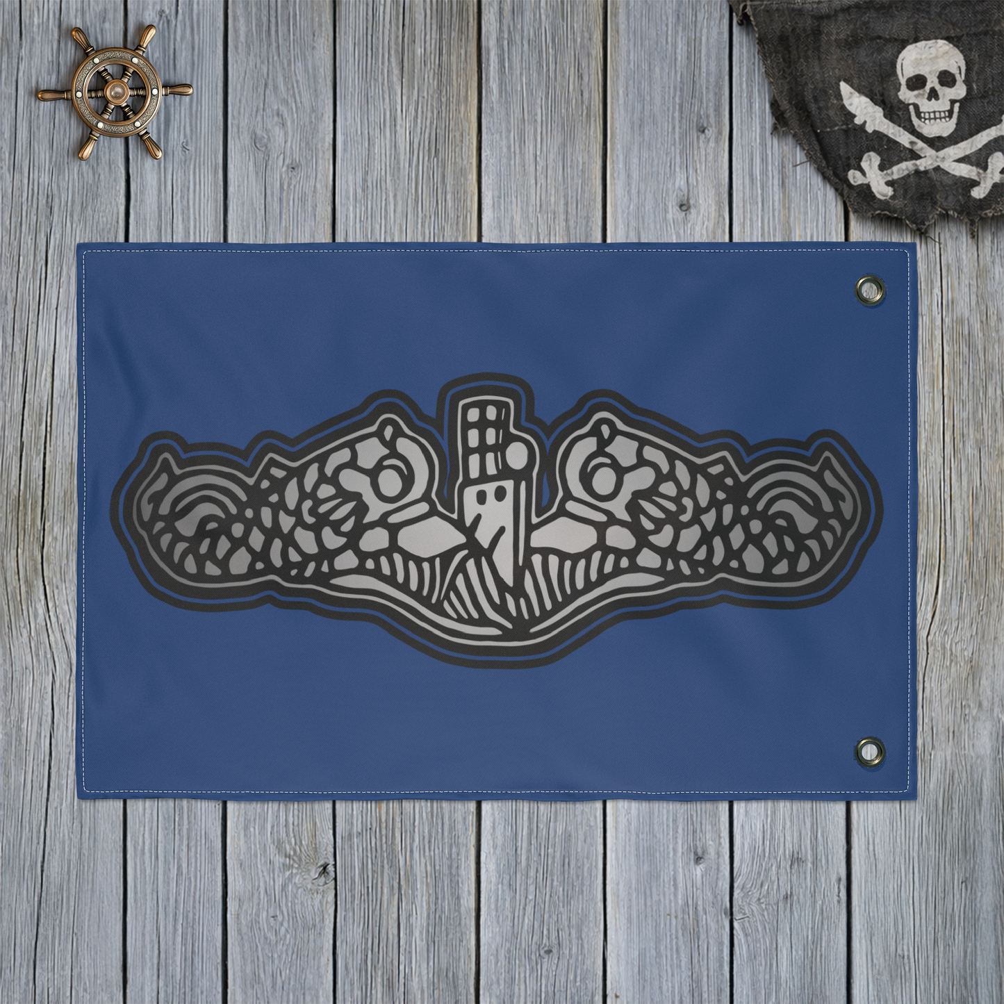 US Naval Submarine Force Silver Dolphins Double Sided Flag