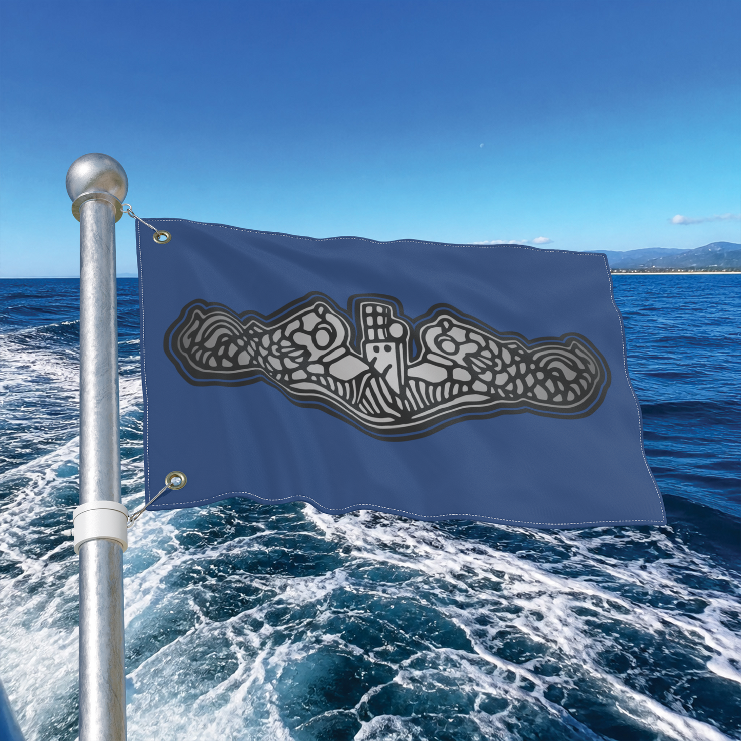 US Naval Submarine Force Silver Dolphins Double Sided Flag