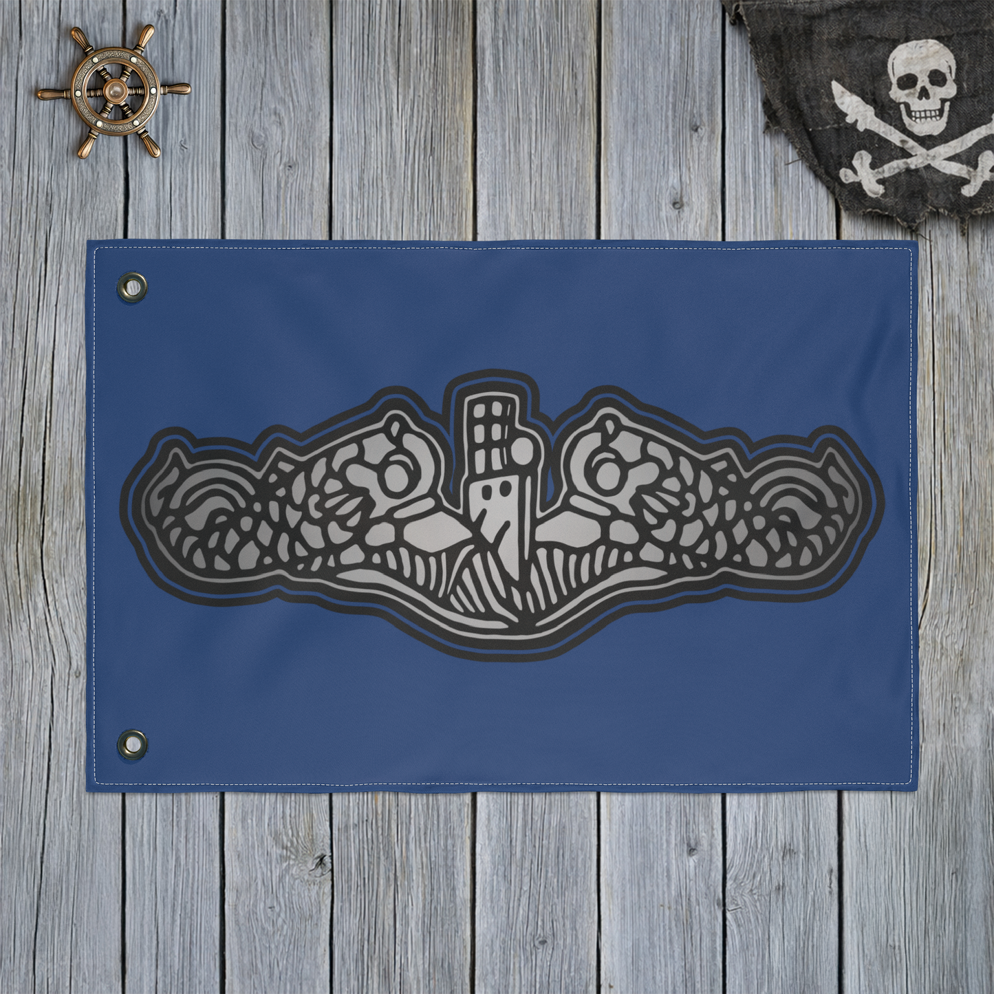 US Naval Submarine Force Silver Dolphins Double Sided Flag