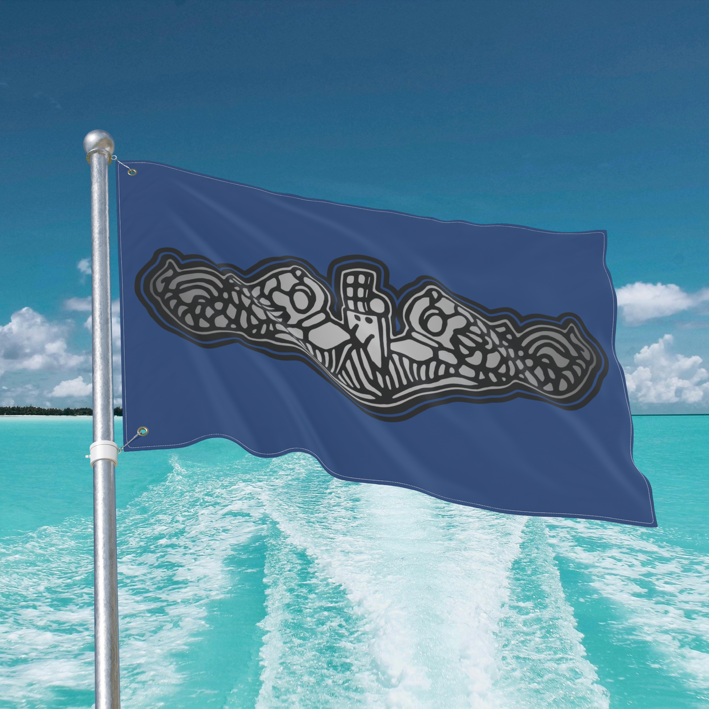 US Naval Submarine Force Silver Dolphins Double Sided Flag