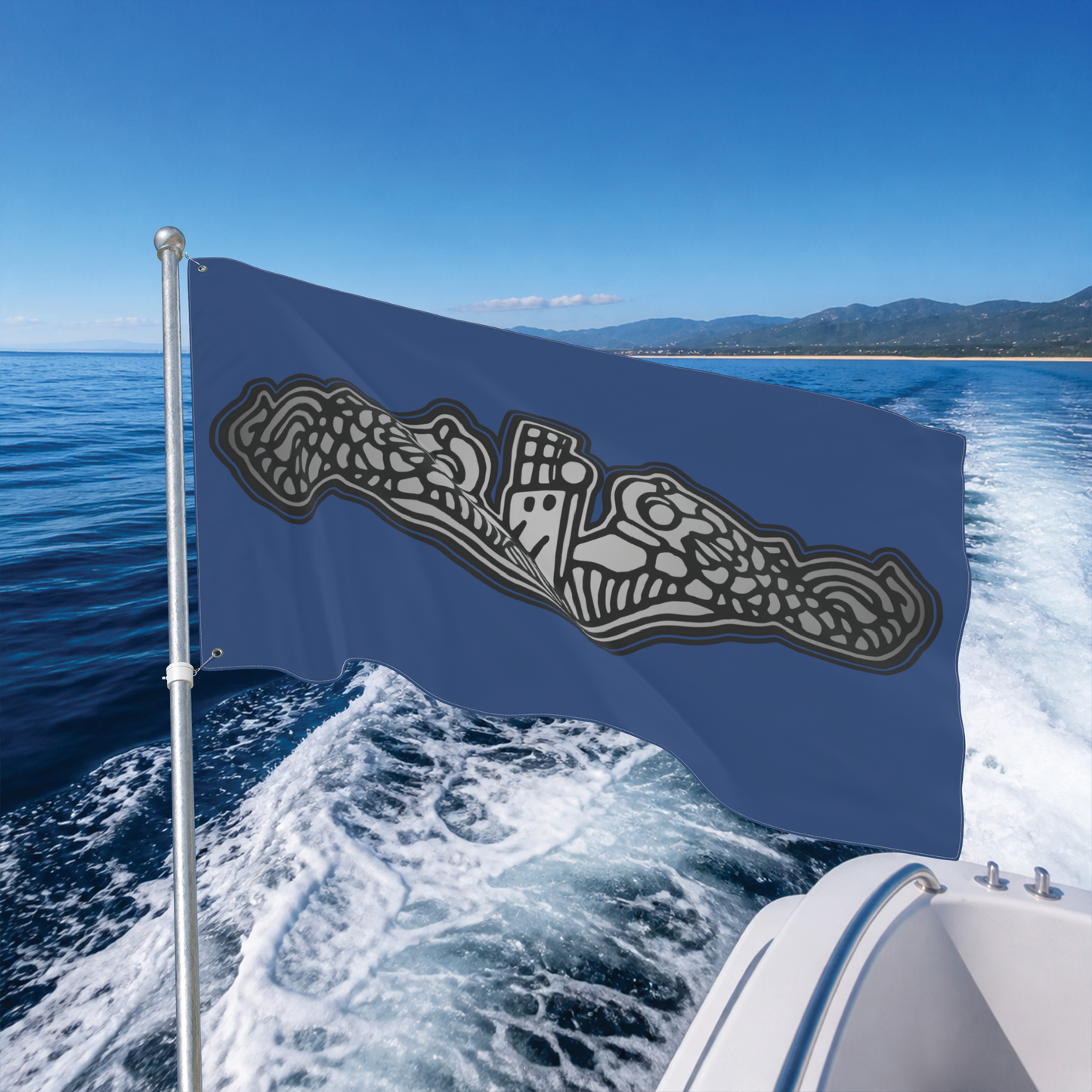 US Naval Submarine Force Silver Dolphins Double Sided Flag