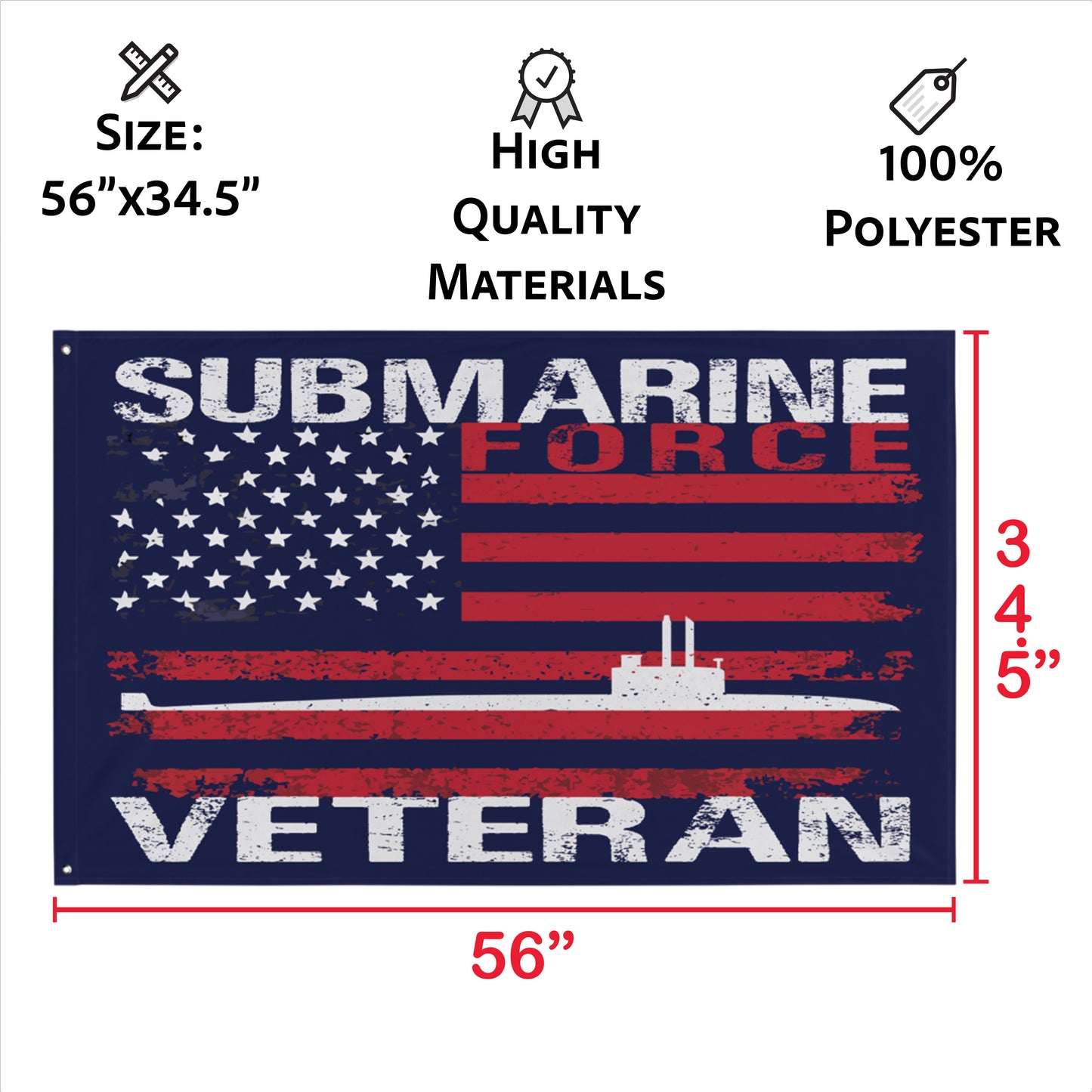 United States Navy Submarine Force Veteran Blue USA Flag