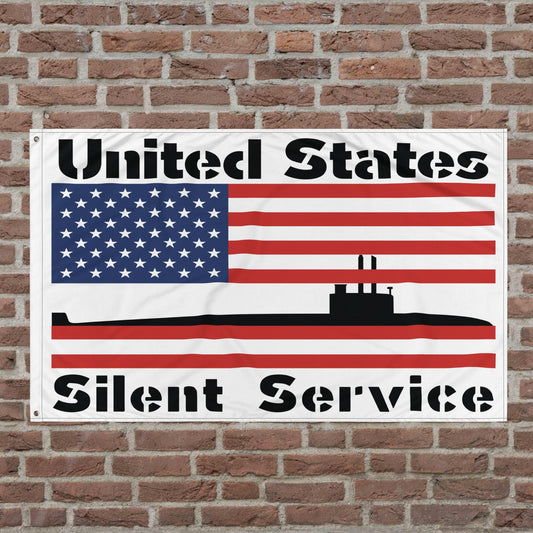 United States Navy Submarine Force Silent Service USA Flag on White Flag