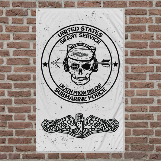 US Navy Submarine Force Silent Service Death From Below with Dolphins Distressed White Flag