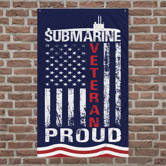 US Navy Submarine Veteran Proud Distressed USA Flag on Blue Flag