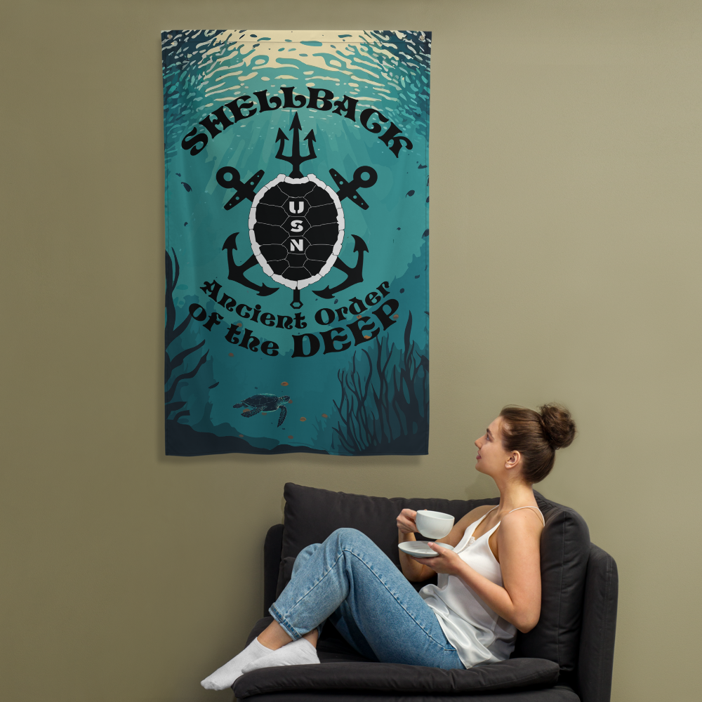 USN Shellback Ancient Order of the Deep Equator Crossing the Line Flag