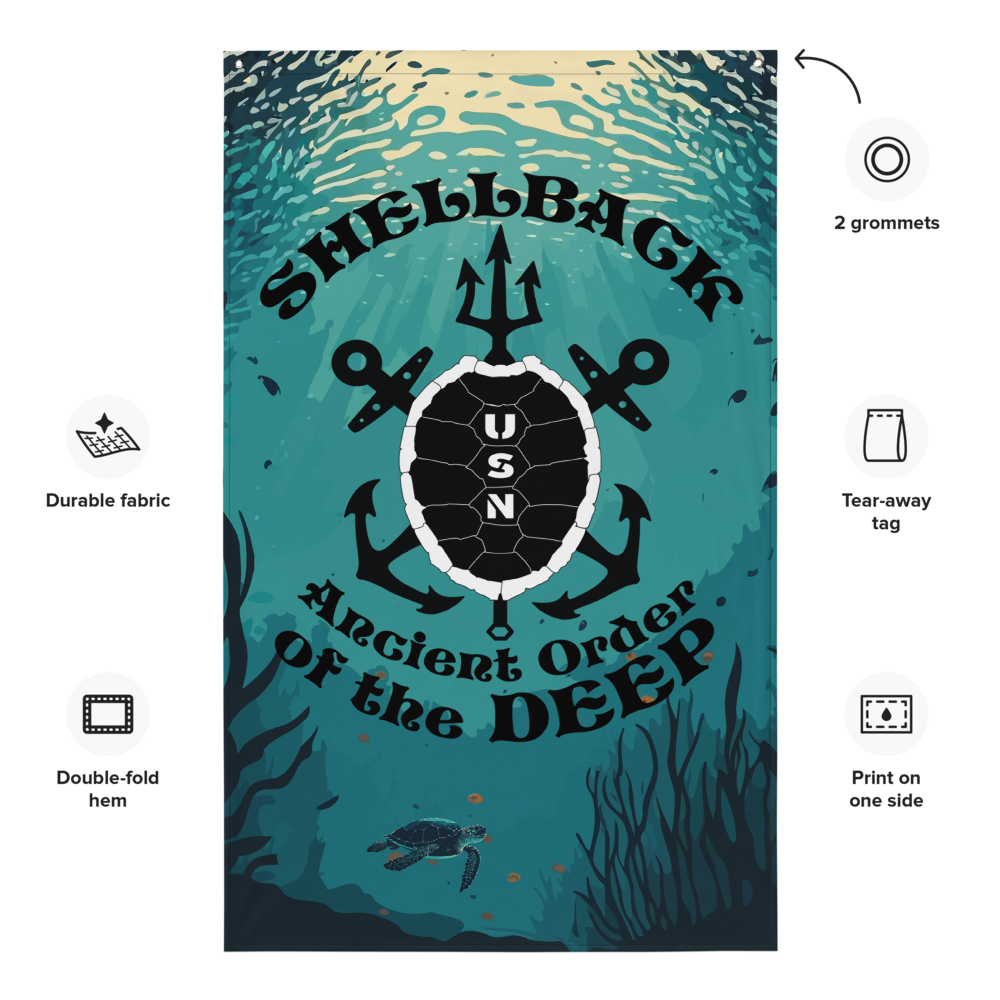 USN Shellback Ancient Order of the Deep Equator Crossing the Line Flag