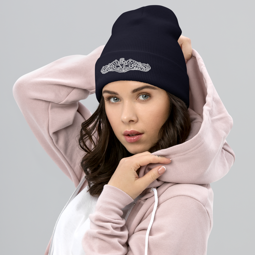 United States Navy Submarine Dolphins Silent Service White Phins Cuffed Beanie